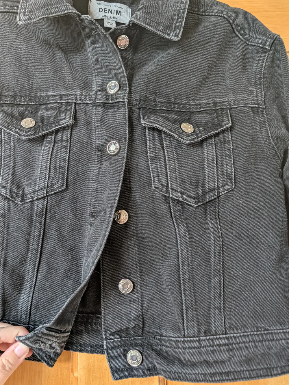 New Look Black Denim Jacket with Button Front